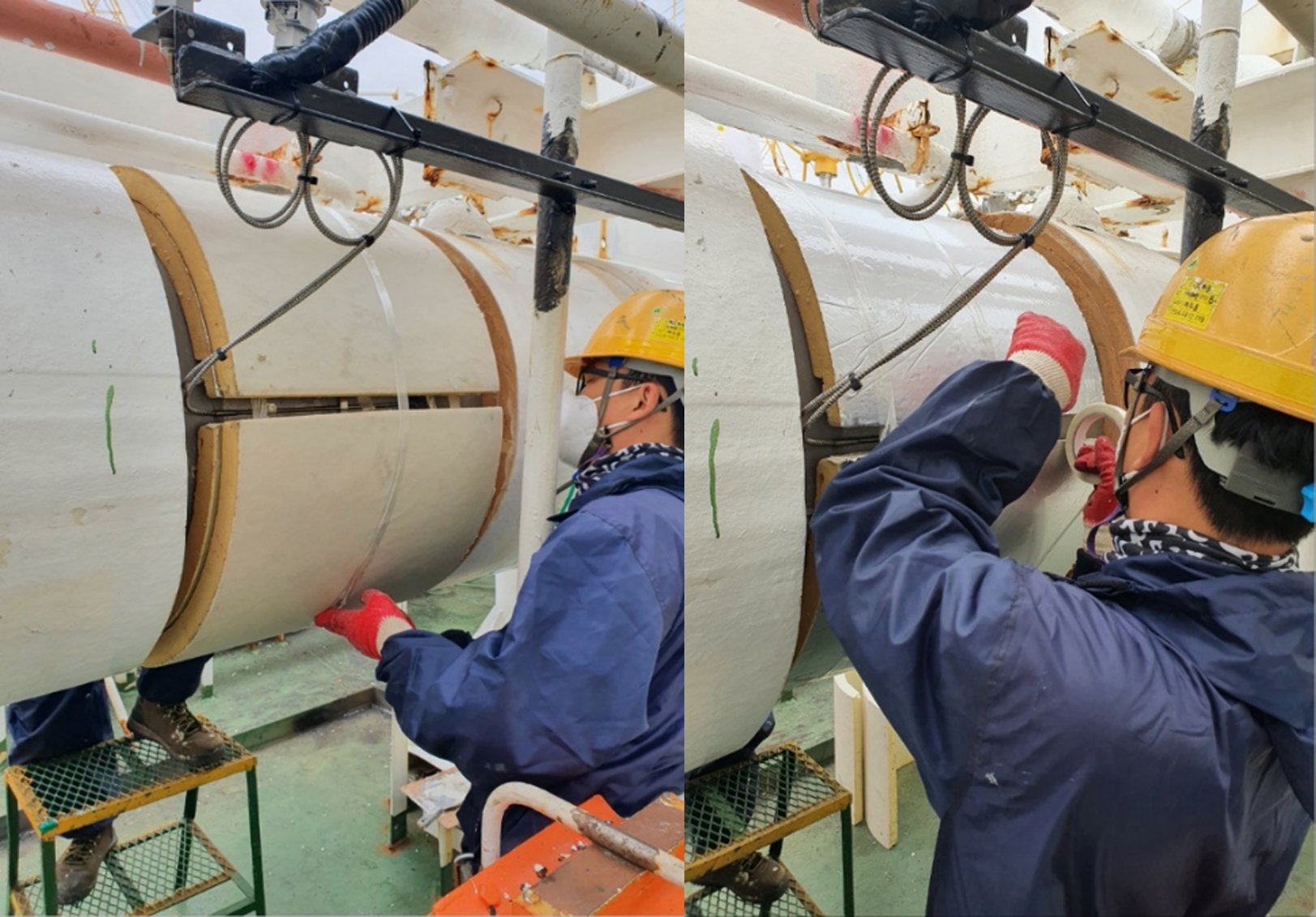 Pipe insulation and jacketing installed on site